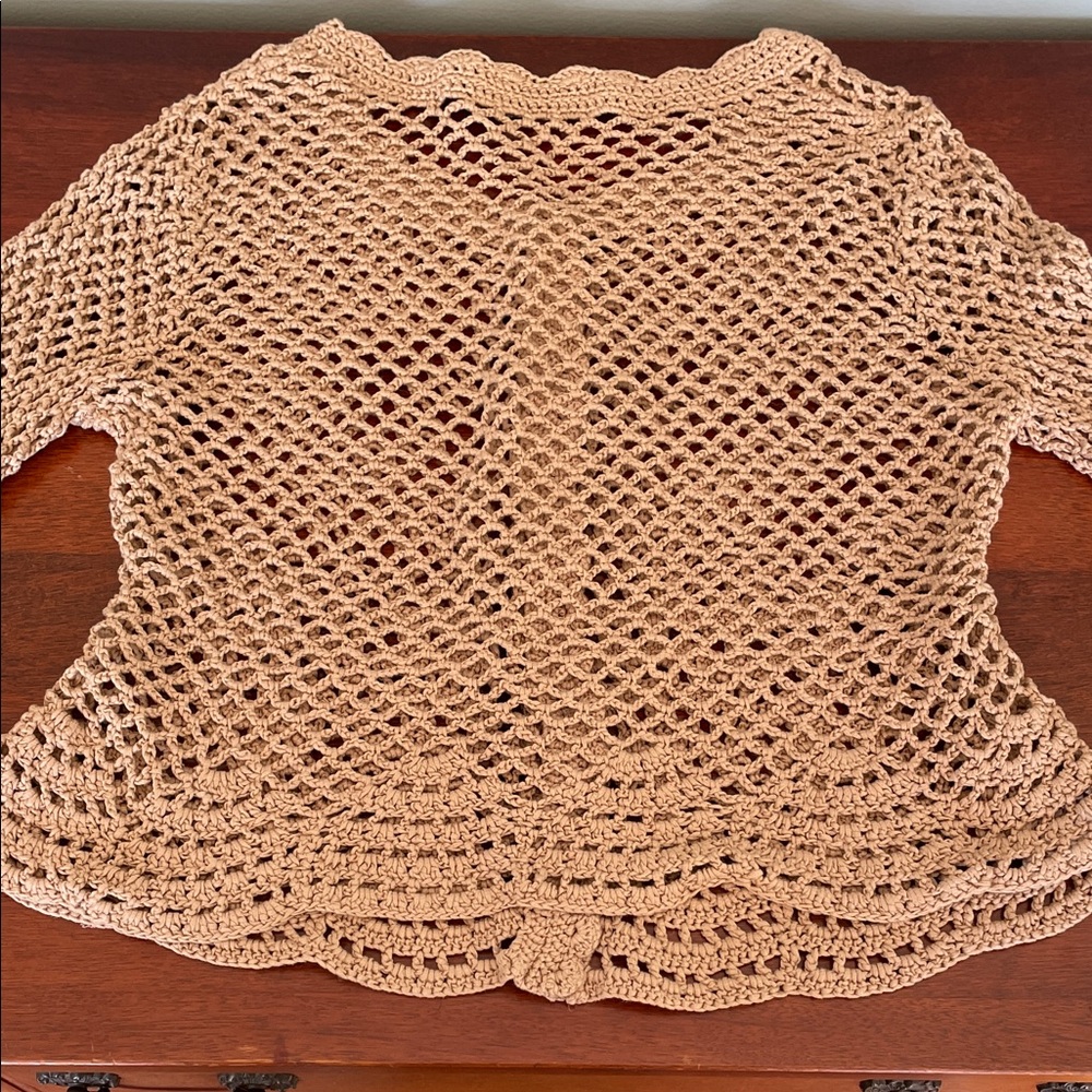 Jones New York Tan Crochet Cardigan - Picture 4 of 7
